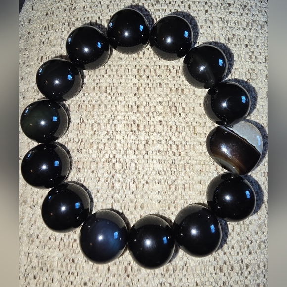 Rainbow Obsidian Bracelet With Heart - Picture 1 of 15
